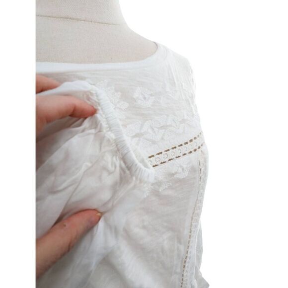 Sundance Women White Embroidered Cotton Blouse Size Medium - Picture 7 of 15